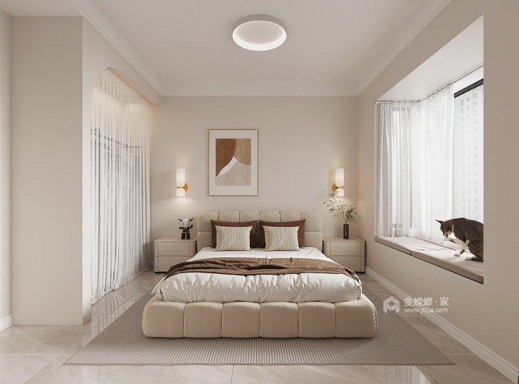 75平明山学府法式奶油风-卧室效果图及设计说明