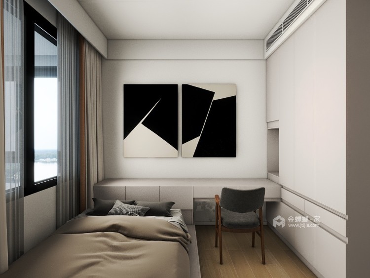 绿地外滩公馆117平现代风格-卧室效果图及设计说明