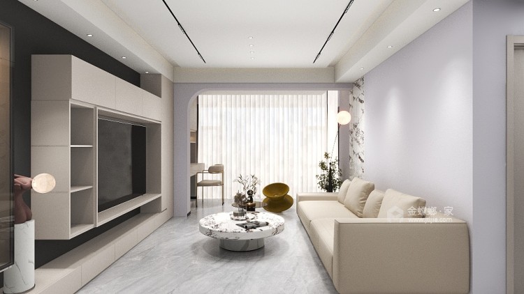 原香岭114平现代风格-客厅效果图及设计说明