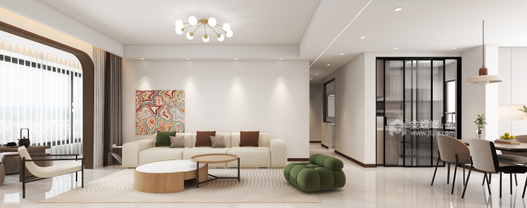 140平和风雅叙现代简约-客厅效果图及设计说明