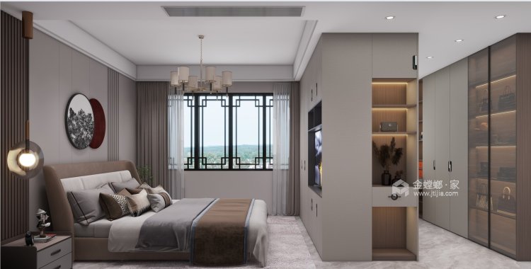 290平峨眉小院别墅新中式-卧室效果图及设计说明
