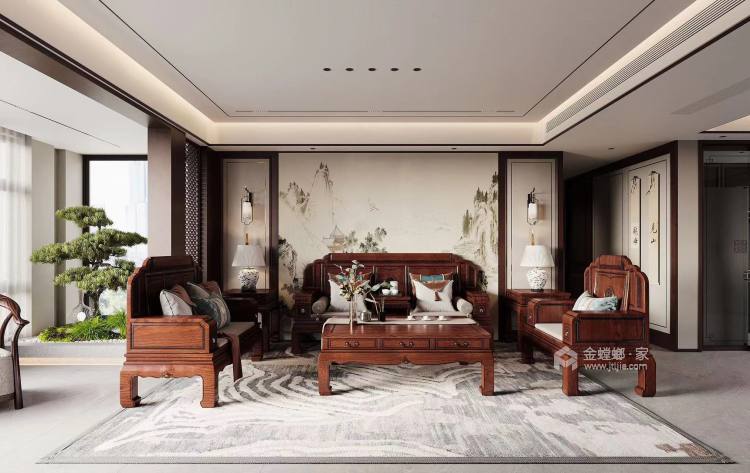 路桥·锦绣熙园136㎡中式风格-客厅效果图及设计说明