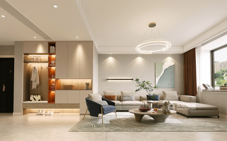 92平滨河首府现代简约-客厅效果图及设计说明