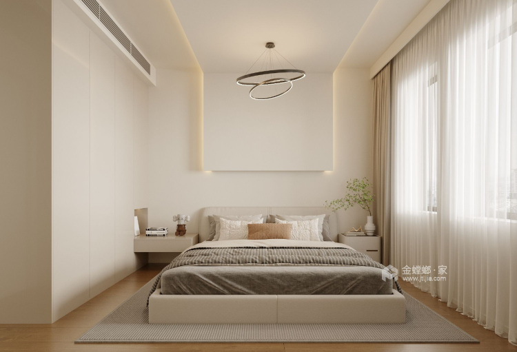 93平中央景城现代奶油风-卧室效果图及设计说明