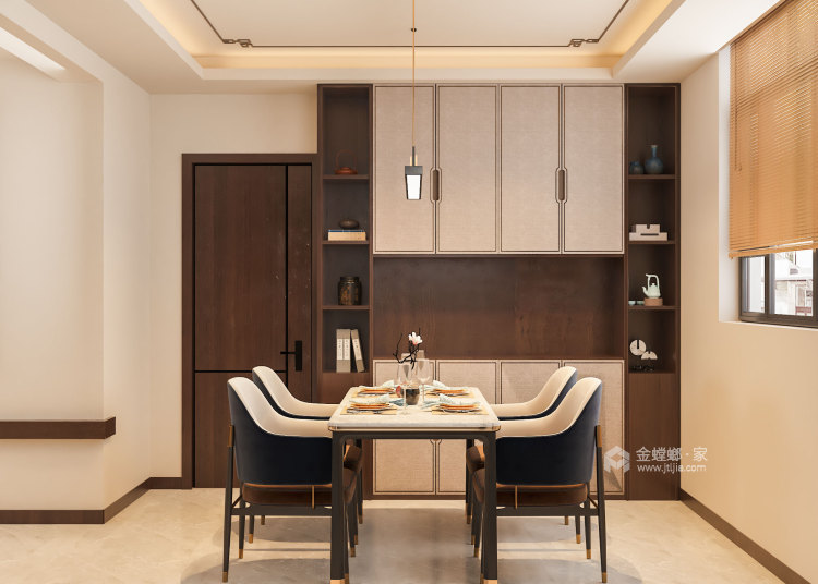 130平杨园自建新中式风格-餐厅效果图及设计说明