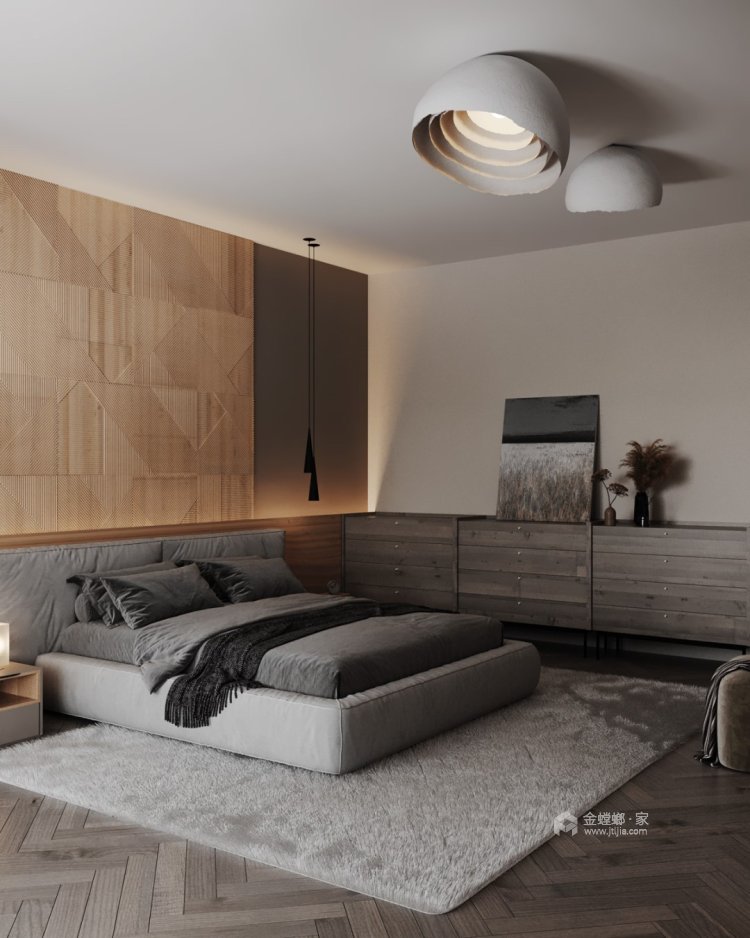 194平自建房现代简约-卧室效果图及设计说明