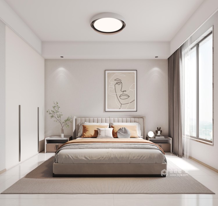 97平方九州城现代简约-卧室效果图及设计说明