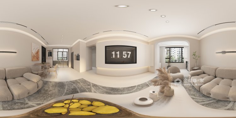 125平高晟福润城现代奶油风-客厅效果图及设计说明