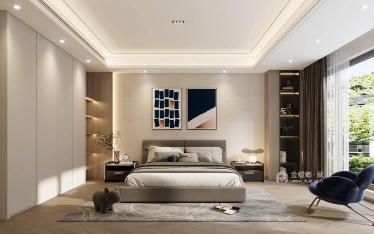 400平中航樾园现代风格-卧室效果图及设计说明