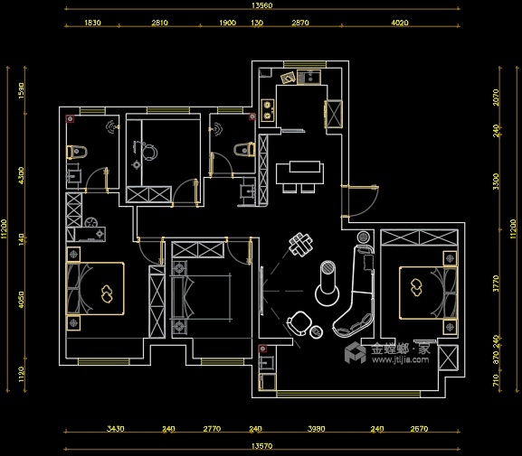 140翰林院现代黑白灰-平面设计图及设计说明