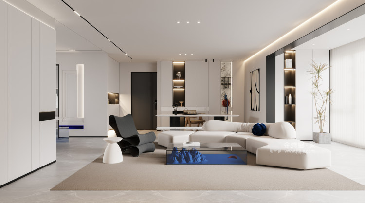 167平方金科星台现代极简-客厅效果图及设计说明