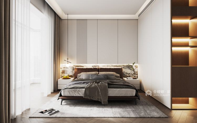 168平方金科星台现代极简风-卧室效果图及设计说明