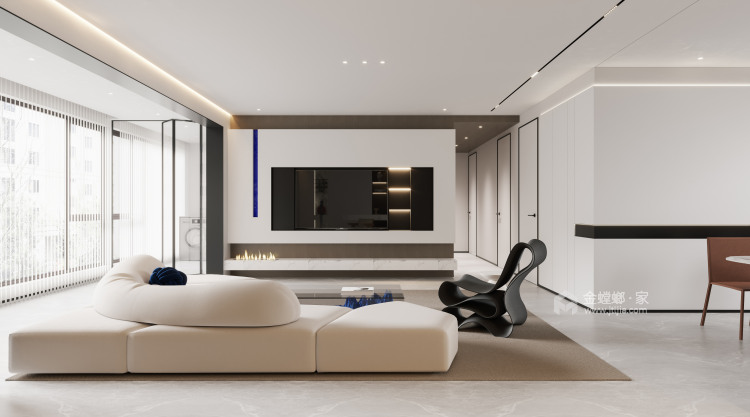 167平方金科星台现代极简-客厅效果图及设计说明