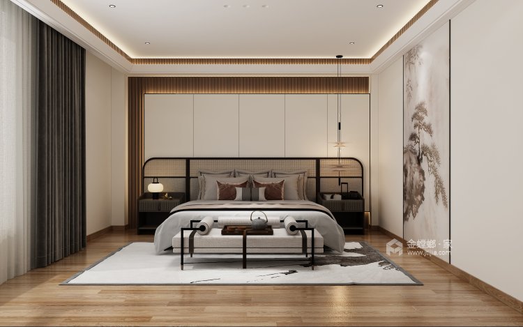 370平方东方人家现代中式风格-卧室效果图及设计说明
