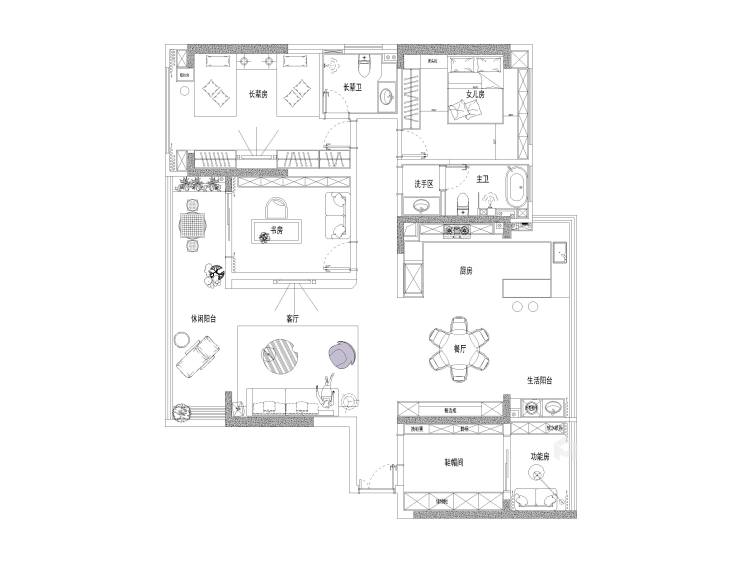 170平方和润家园复古法式风格-平面布置图