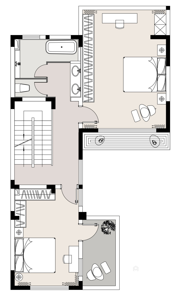 240平方别墅幸福家园中古风-平面设计图及设计说明