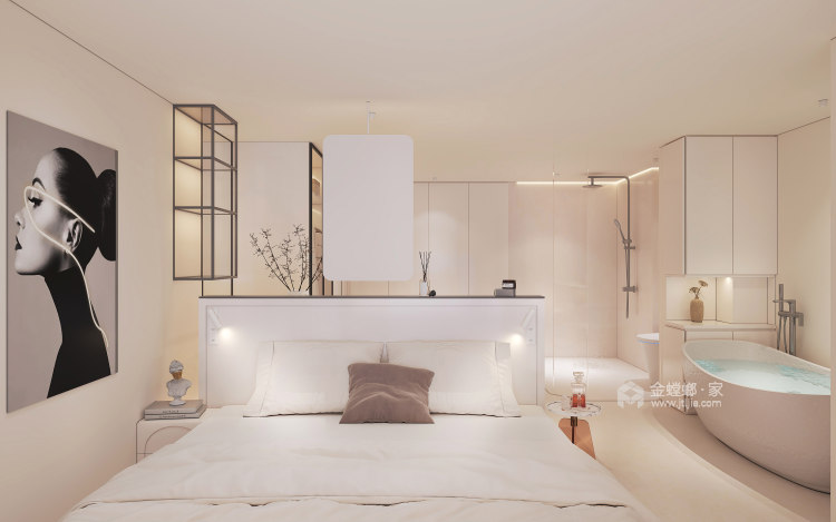 42平方LOFT临岸公寓 现代风格-卧室效果图及设计说明