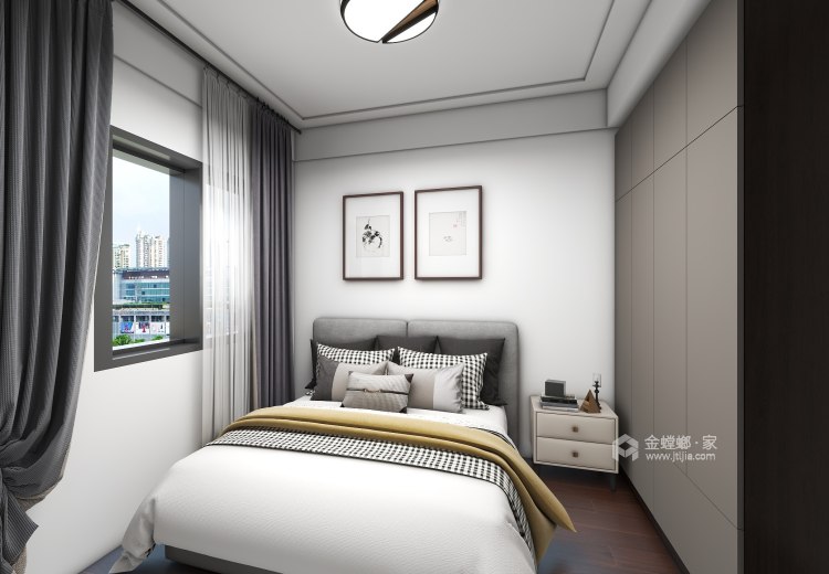 120平美的城现代简约风格-卧室效果图及设计说明