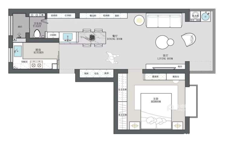 39平万科锦里公寓现代风格-平面设计图及设计说明