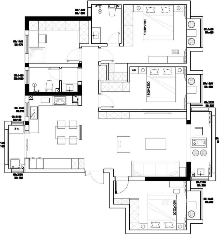 160平洺悦家园现代新中式风格-平面布置图