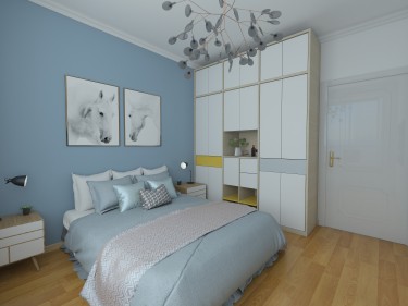 87平北欧风格的居家家具，浅淡的色彩、洁净的清爽感