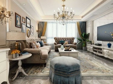 170平蠡湖名邸美式风格-古典高贵的4居室美式案例