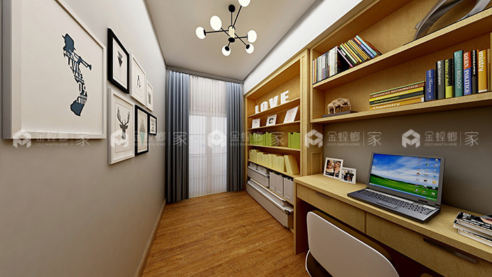 117m²北欧风三居，原木北欧风-书房