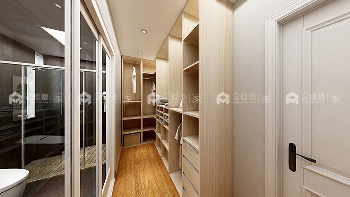 117m²北欧风三居，原木北欧风-衣帽间