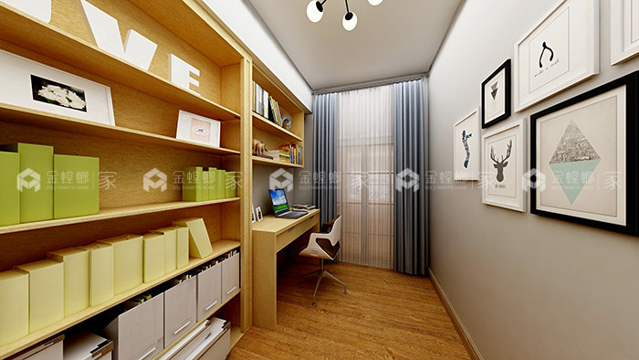 117m²北欧风三居，原木北欧风-书房