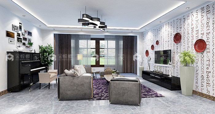 幸福就是一家人在一起，实用的现代简约风-客厅