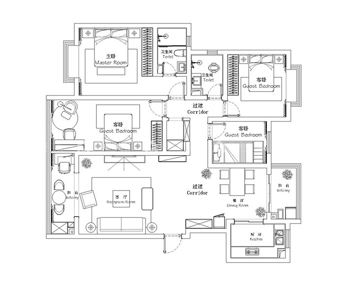 145㎡经典北欧风，回归大自然的怀抱-平面布置图