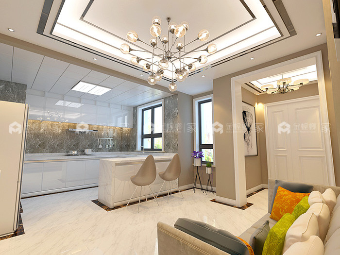 280㎡现代风，被称赞浪漫又实用-厨房餐厅