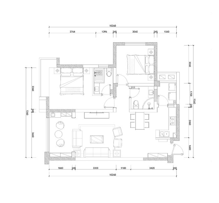 如何让90㎡的空间简洁清秀，宽敞协调？-平面布置图