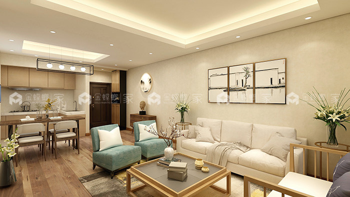 如何让90㎡的空间简洁清秀，宽敞协调？-客餐厅