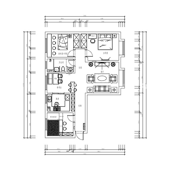110㎡北欧混搭自然风小资情调，年轻人的家就要不一样-平面布置图