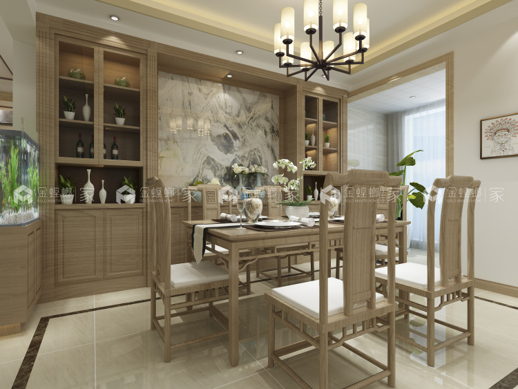 160平新中式，没见过这么简单的中式-餐厅效果图及设计说明