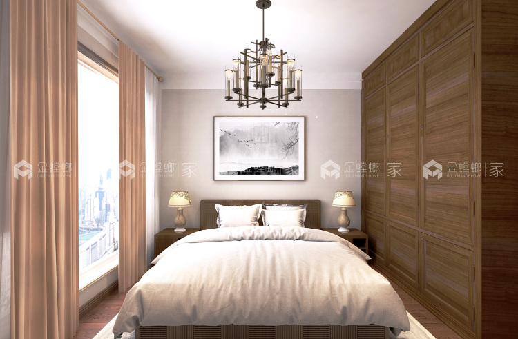 舒适温馨的新中式美居，含蓄内敛中国风！-卧室效果图及设计说明