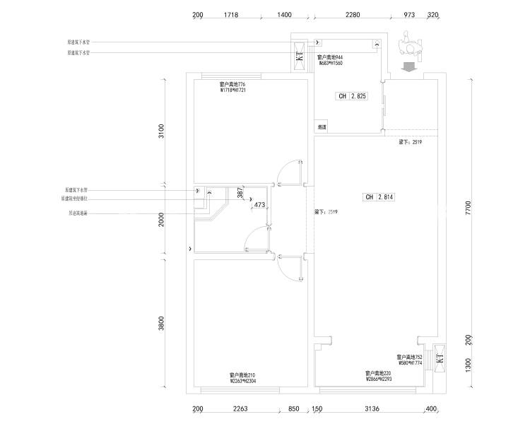 舒适温馨的新中式美居，含蓄内敛中国风！-业主需求&原始结构图