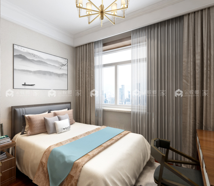 舒适温馨的新中式美居，含蓄内敛中国风！-卧室效果图及设计说明