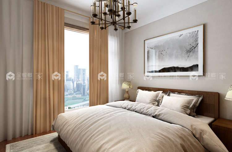 舒适温馨的新中式美居，含蓄内敛中国风！-卧室效果图及设计说明