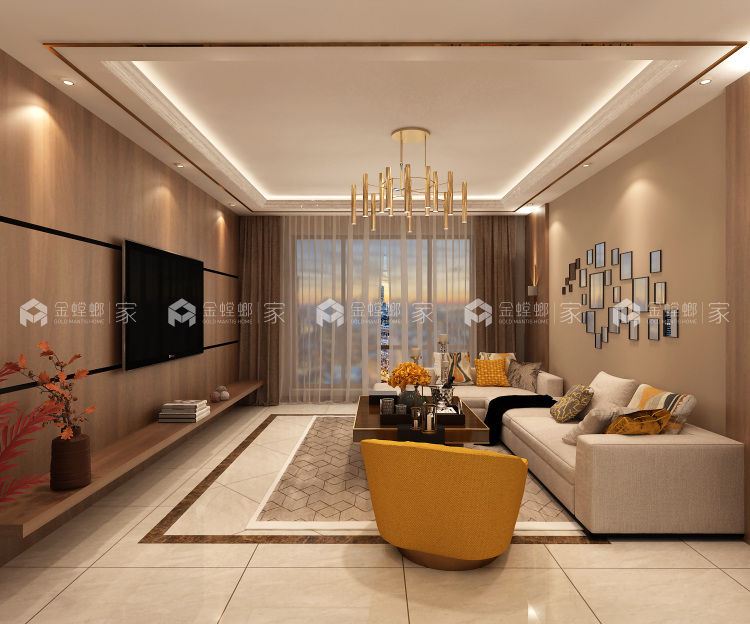 138平大三居室，新婚房告诉你如何装修-客厅效果图及设计说明