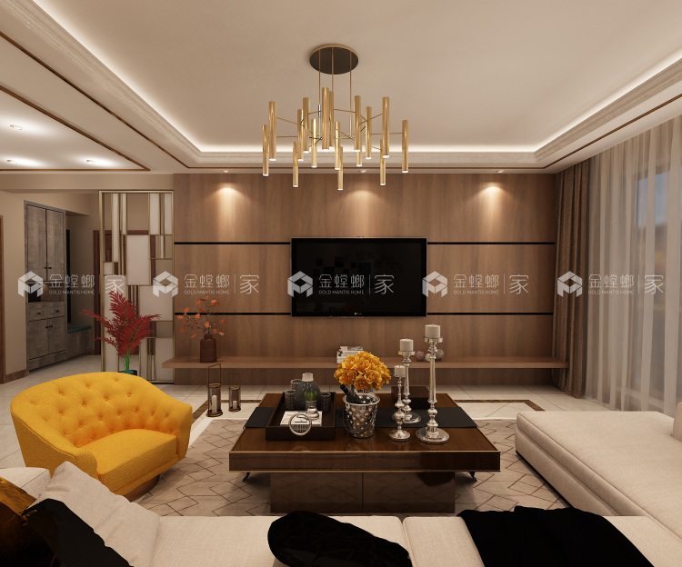 138平大三居室，新婚房告诉你如何装修-客厅效果图及设计说明