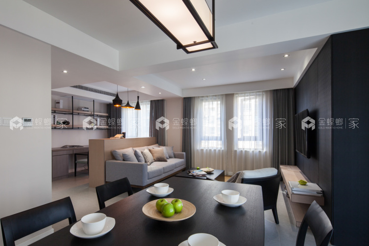 无主灯设计+矮柜隔断，让家看着大一倍-空间效果图