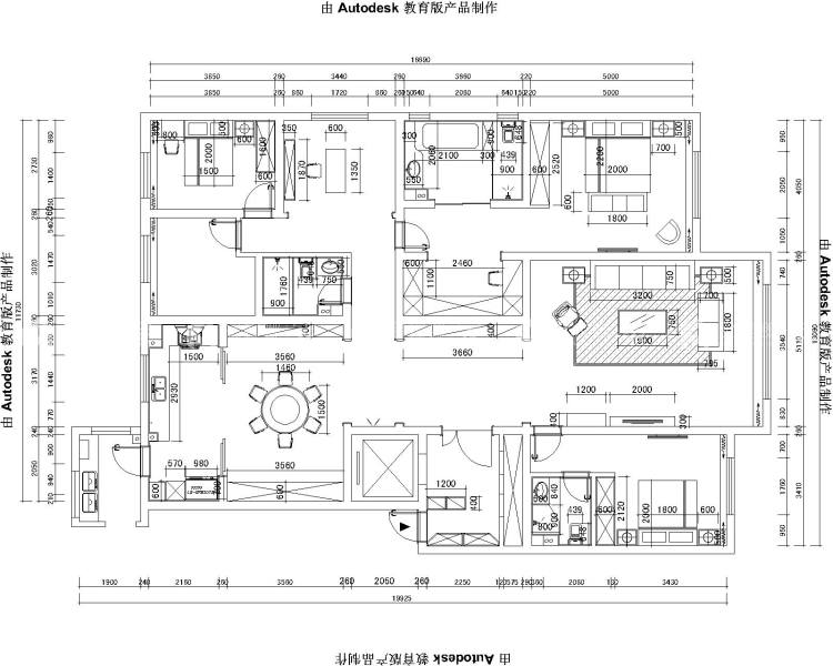 奢华大气的248平欧式风格美居,雍容华贵,富丽堂皇!-平面布置图