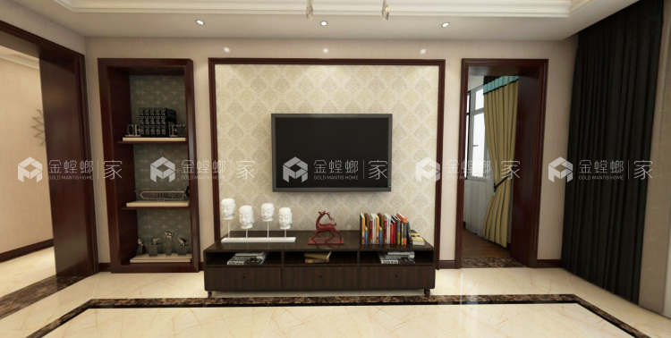 130平美式雍容华贵的诠释-空间效果图