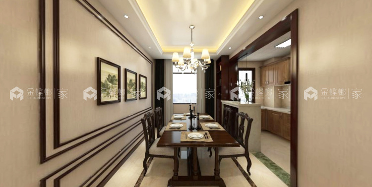 130平美式雍容华贵的诠释-空间效果图