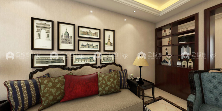 130平美式雍容华贵的诠释-空间效果图