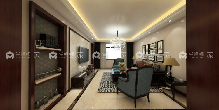 130平美式雍容华贵的诠释-空间效果图