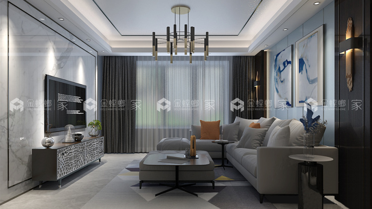 182平现代风格婚房，简约时尚有个性！-空间效果图