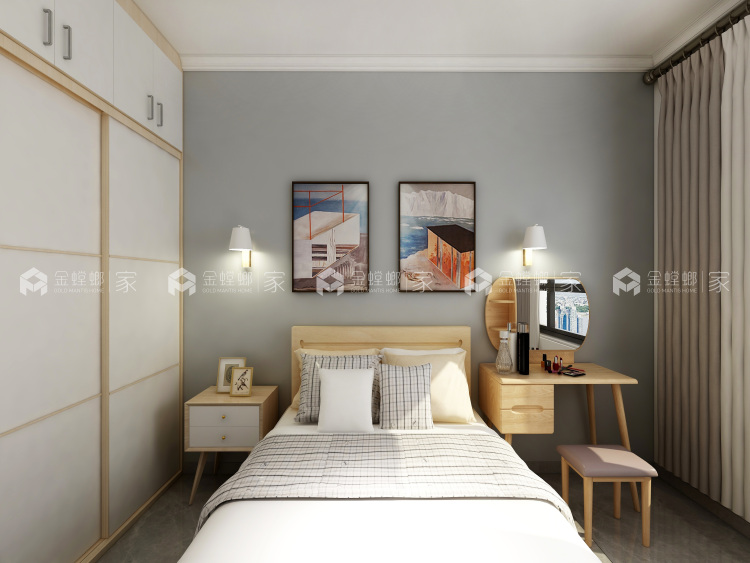 理想的家，满满的清新和舒适-卧室效果图及设计说明